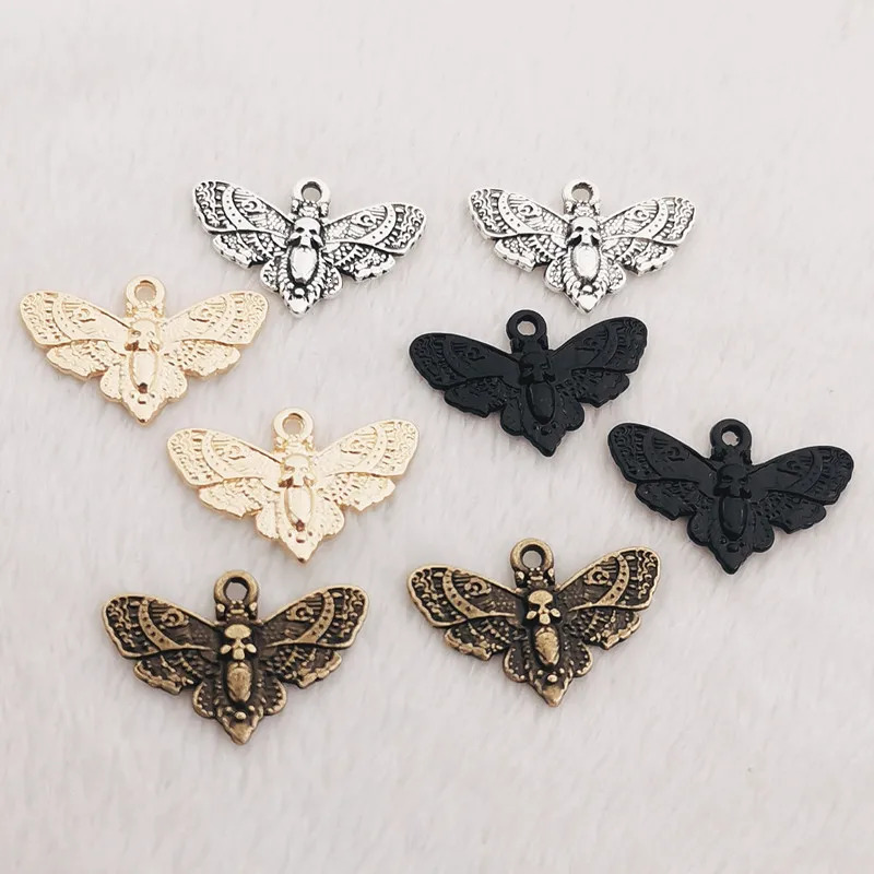 JINDINSP 20pcs 20*13mm Accessories Animal Moth Skull Moth Charms Pendant For Jewelry Making DIY Jewelry Findings 250609