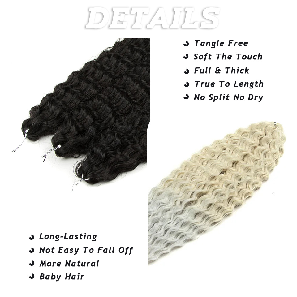 Rebecca Fashion Crochet Curl Water Twist Synthetic Braid Ombre Blonde Pink 22 Inch Deep Wave Braiding Extensions Hair