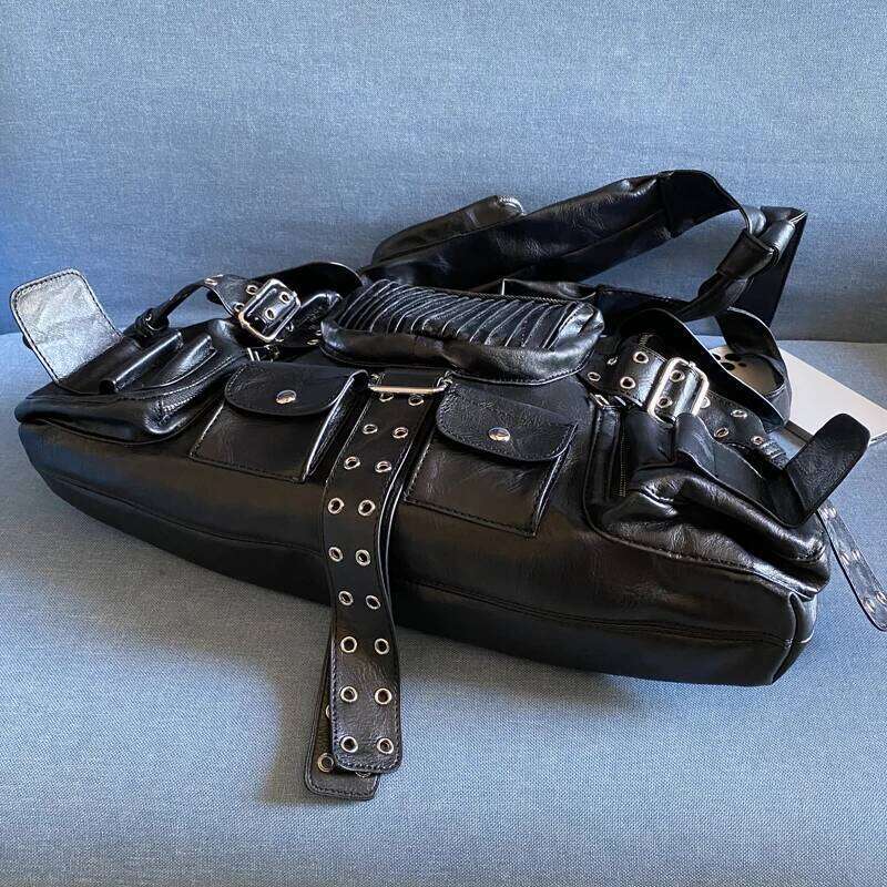 Women's Bags Designer Moto & Biker Bags For Women Designer Handbag And Purses 2023 New In PU Rivet Multiple Pockets Y2k Large Capacity Shoulder