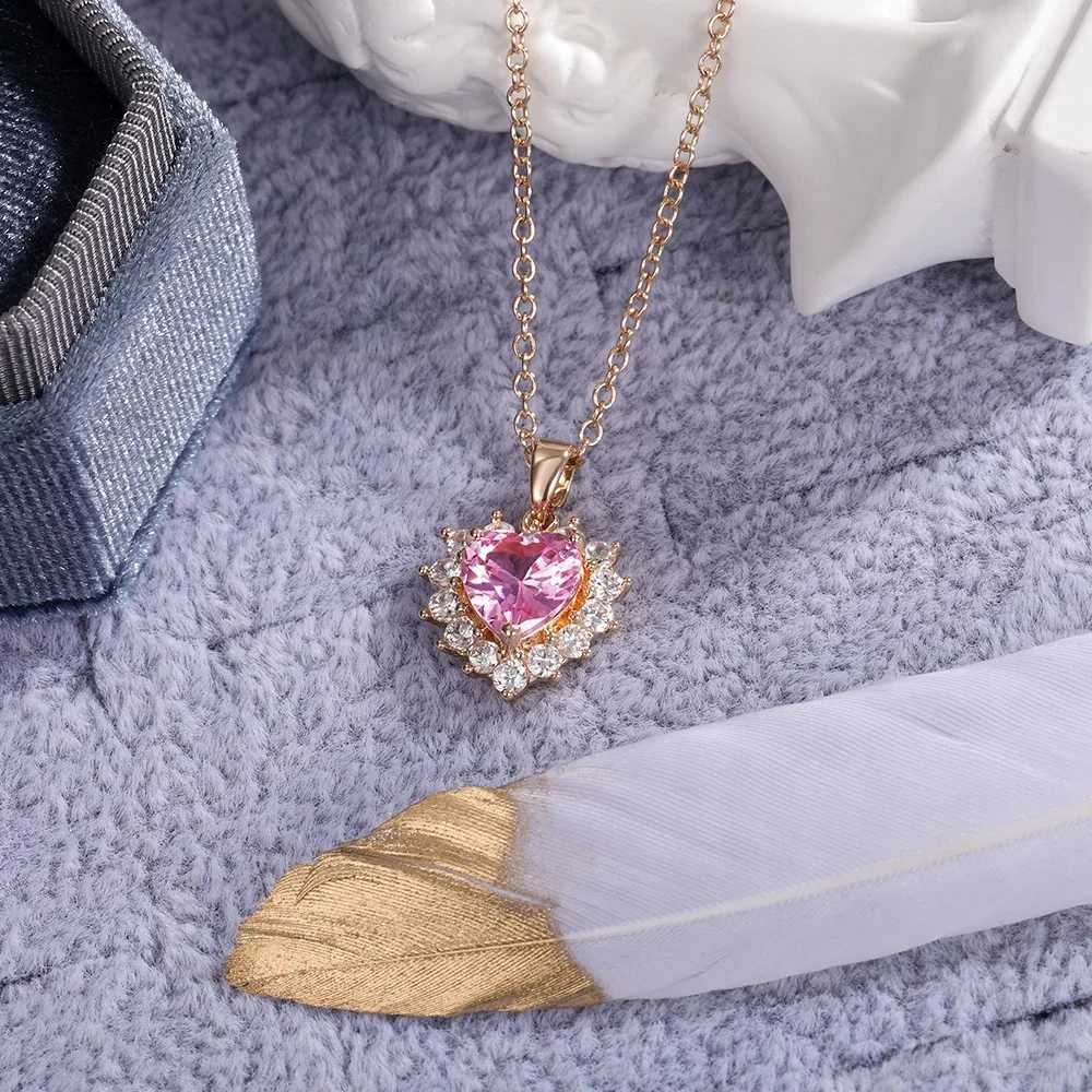 CAOSHI Gorgeous Sweet Heart Pendant Necklace Sparkling Pink CZ Las Accories Romantic Wedding Party Confion Jewelry W250616