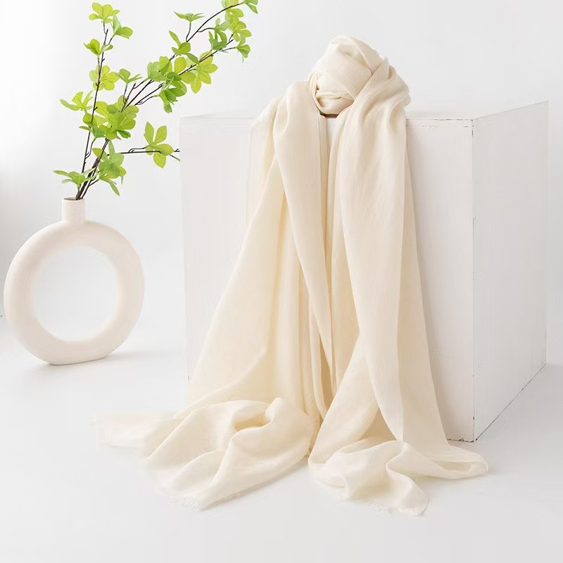 K1043 Pure color wool scarf for women soft four seasons new cashmere scarf warm neck dual-purpose tassel shawl
