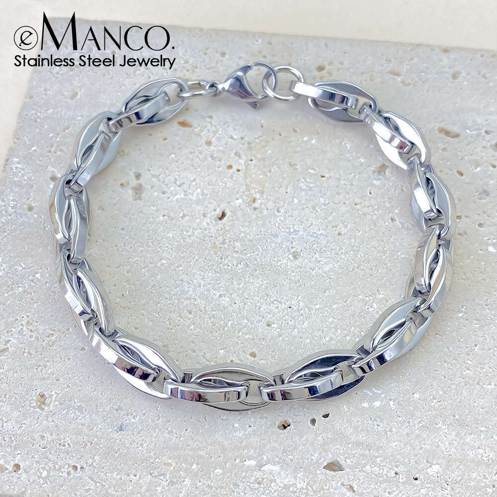 eManco Fashion Personality Simple Double Buckle Rhombus Trendy Hip-Hop Vacuum Plated Bracelet