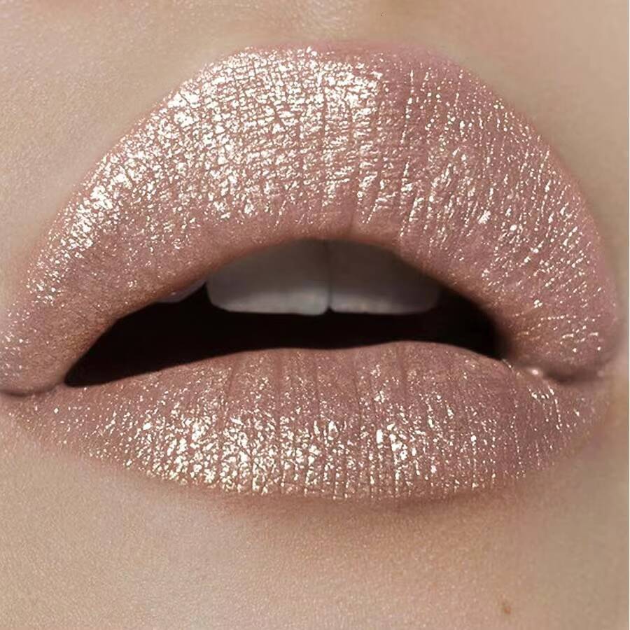 1 PC Sexy Glitter Plumping Metallic Lipstick Moisturizer Shimmer Lips Makeup Fullness Lip Tint Gel Soft Tube Cosmetic Red happy