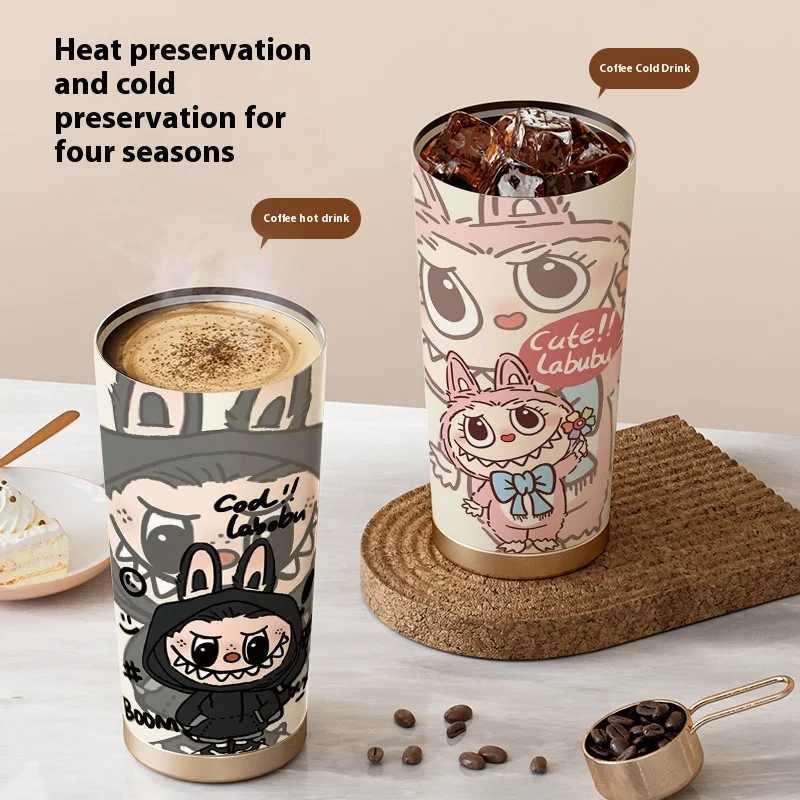 Labubu 530ml Insulated Coffee Cup For Couples Stainless Steel Food Grade Long-Lasting Thermos For Students Cute Takeaway Cup XJ250616