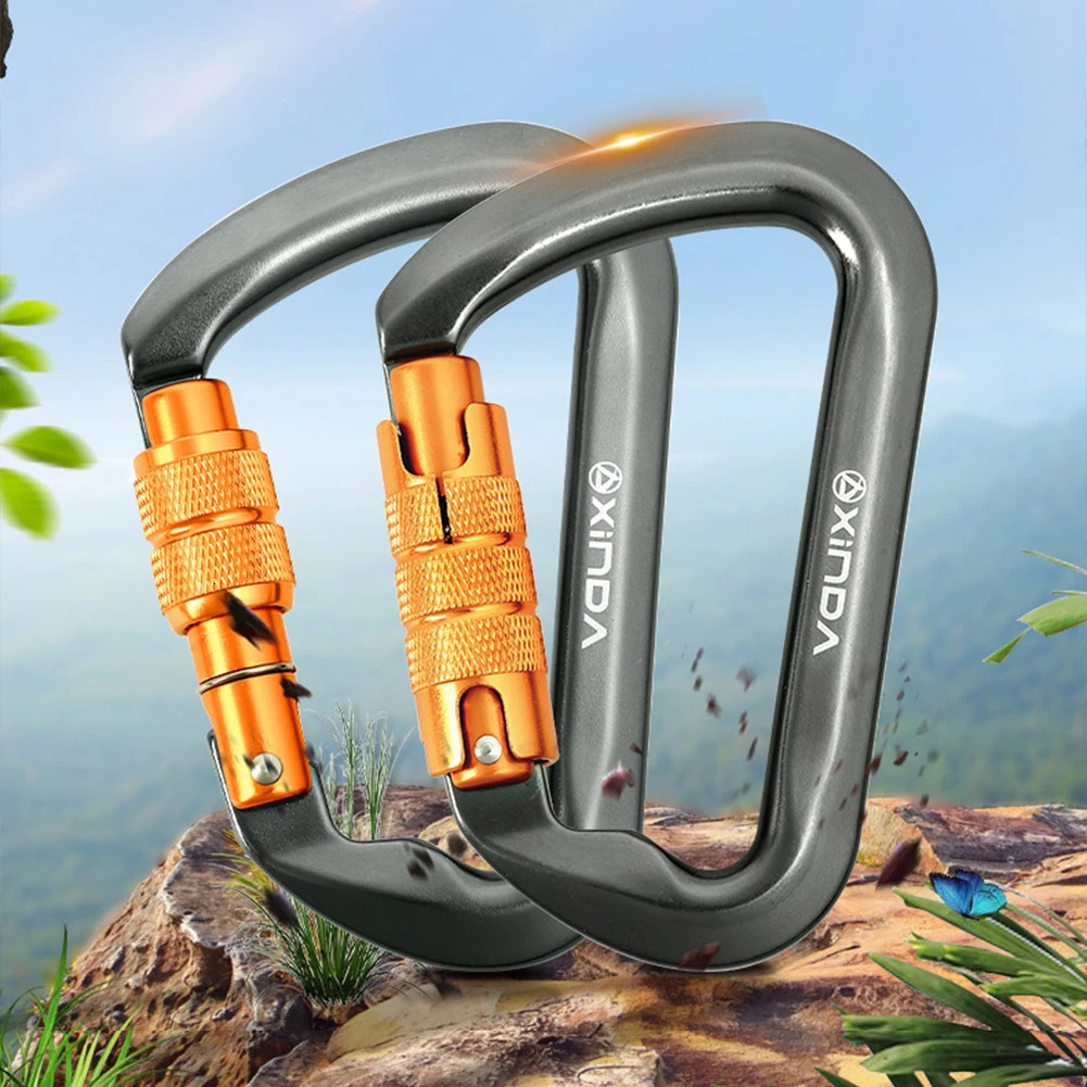 30kN DShaped Carabiners Heavy Duty Rock Climbing Carabiner Caribeaner Clips for Rappelling and Mountaineering 250611