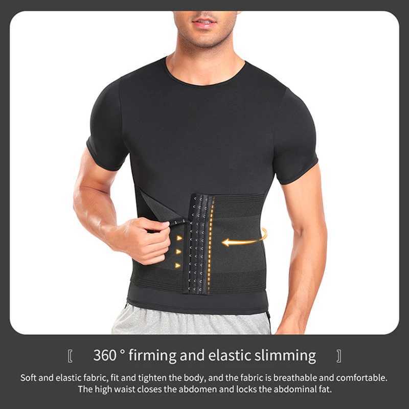 Men Body Shapers Abdomen Tight Fitting Short Sleeve Shirt Shaping Underwear Slimming Belly Tummy T-Shirt Male Modeling Corset W250616