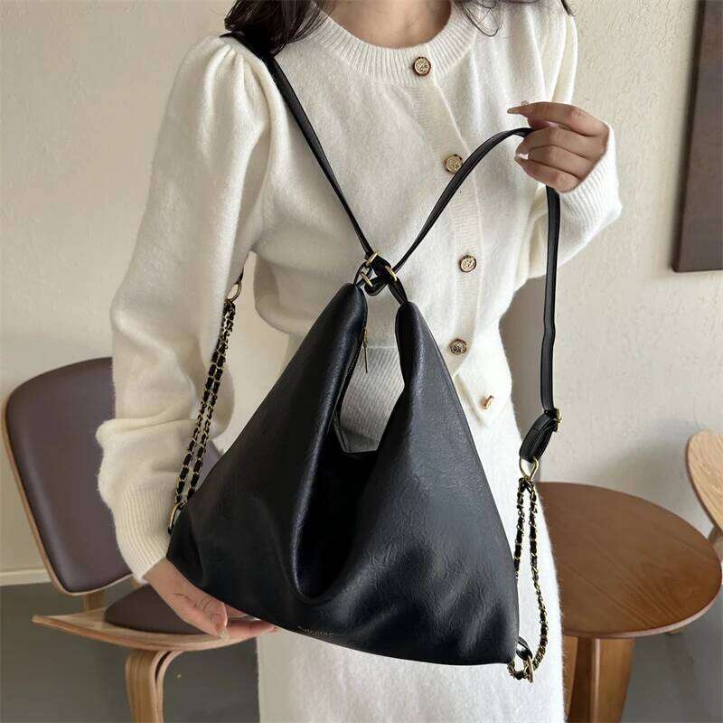 MOODS Dual-Use Shoulder Bags And Backpacks For Women Pure Color Large Capacity Shopper Totes 2023 Winter New Designer Bag