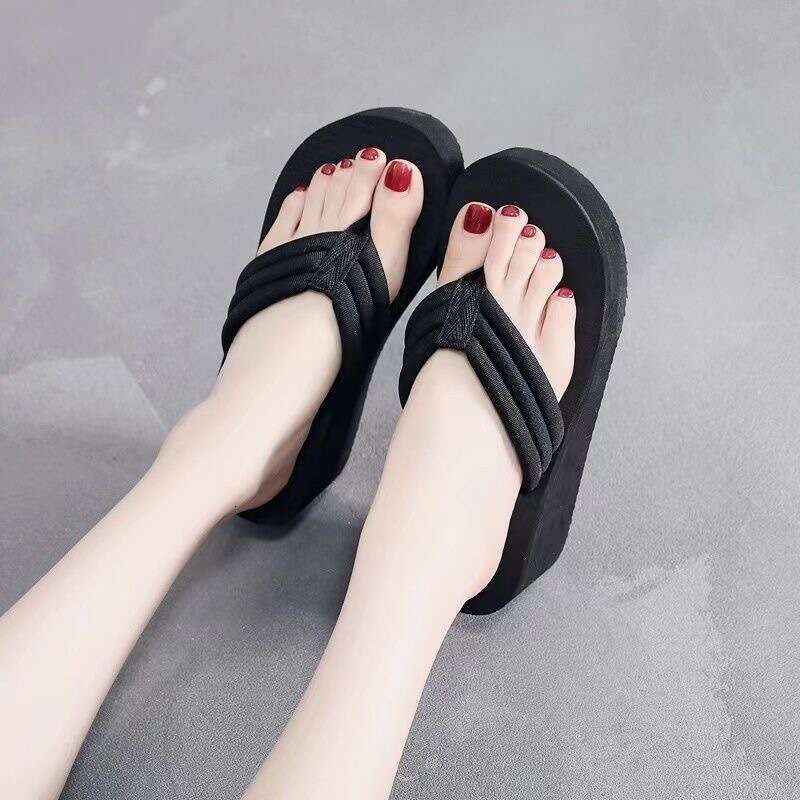 Women's Summer Fashion Trendy Commuter Korean Style Flip-Flops Thick Sole Wedge Sandals