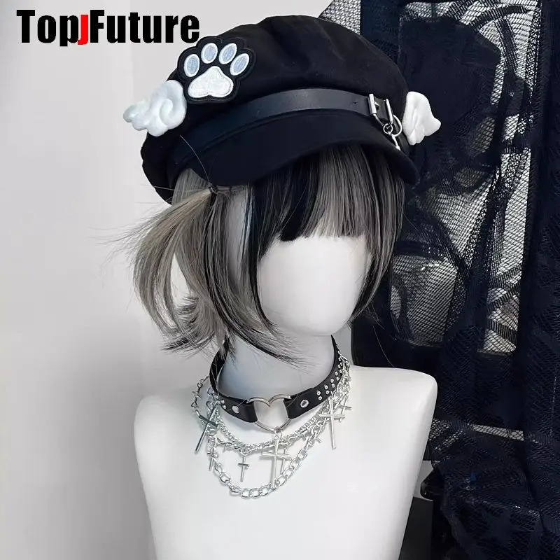 Wholesale Custom Make Customized Women Harajuku Gothic Lolita Beret hat Cap Y2K Girl Angel Wing Dog paw handmake Sun hats 250604