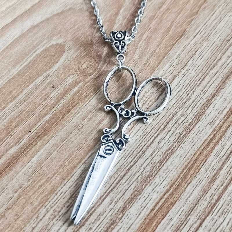 Vintage Scissor Pendant Necklace for Women and Men Gothic Goth Y2k Steampunk Long Collar Victorian Aesthetic Jewelry Grunge Accessories W250616