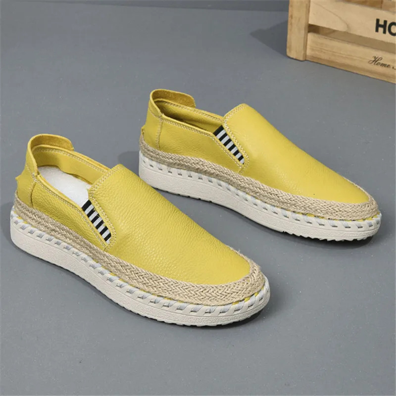 Fashion Fisherman Loafers Mens White Genuine Leather Espadrilles Shoes Male Walking Sneakers Footwears Zapatos Hombre 250612