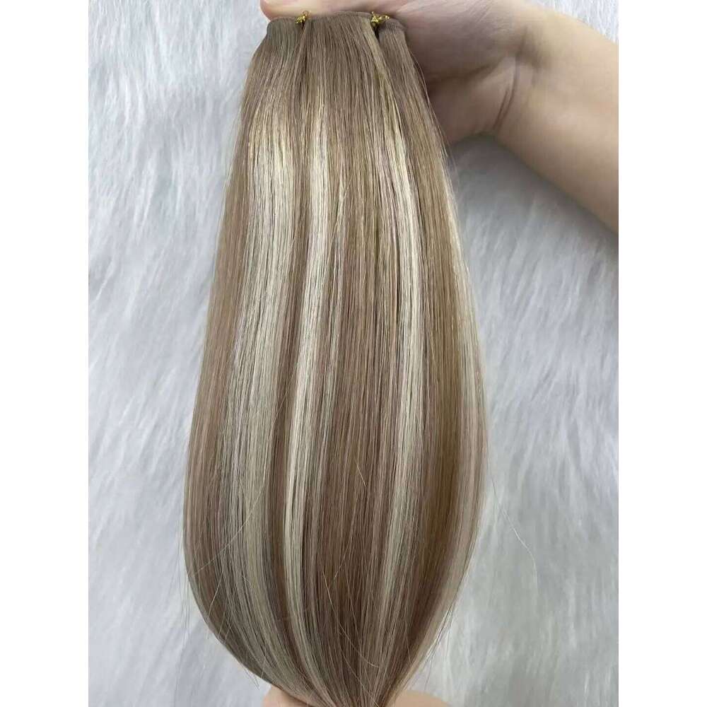 Bundles Ombre Blonde Human Extensions 14"-26" Straight Remy Skin Double Weft Russian Hair