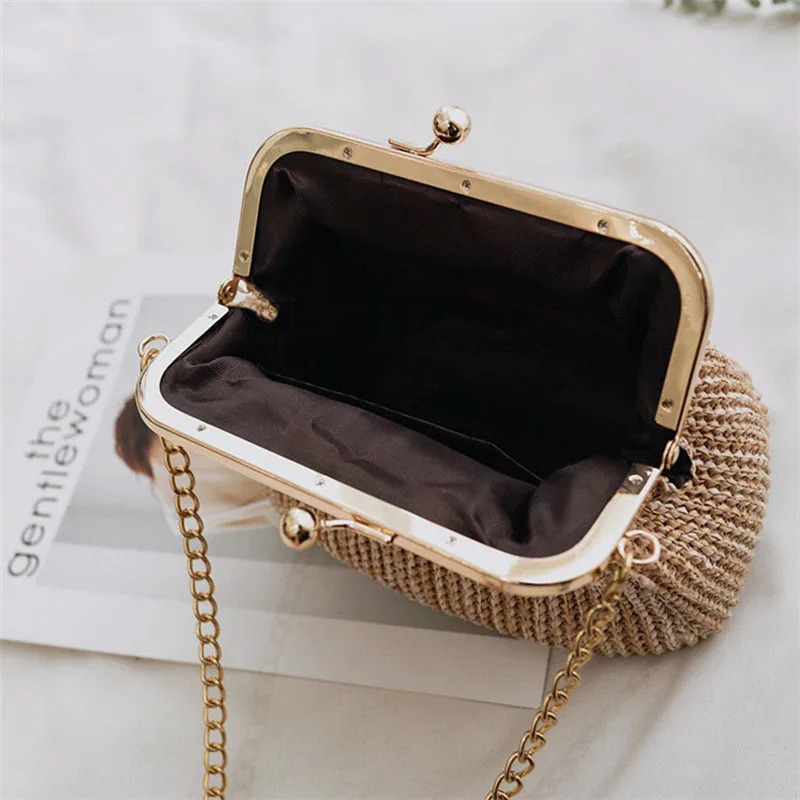 Small Crossbody Boho Bags For Women Evening Clutch Hasp Ladies Handbag Female Straw Beach Rattan Messenger Bag 250614