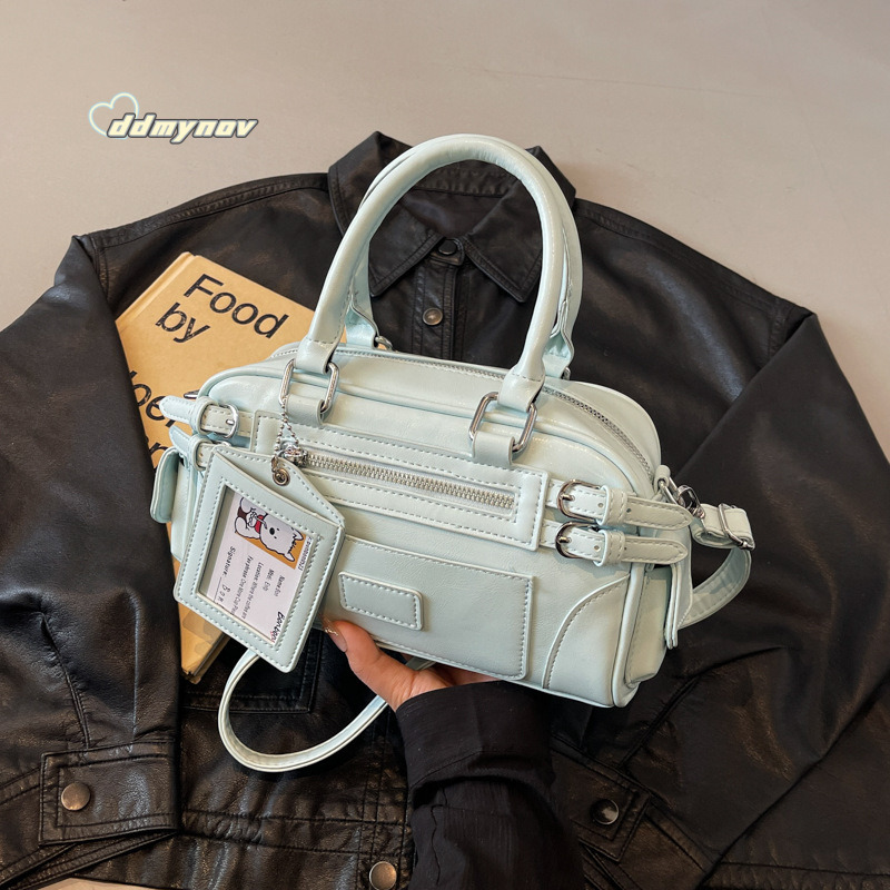 Niche Motorcycle Style Handheld Boston for Women 2025 Spring New Trend Versatile Commuter Shoulder Crossbody Bag ddmynov ddmynov ddmynov