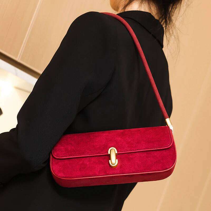 Women's Bags Designer Vintage Faux Suede Box Bags For Women Designer Handbags And Purses New In PU Lock Decoration Small Underarm Shoulder