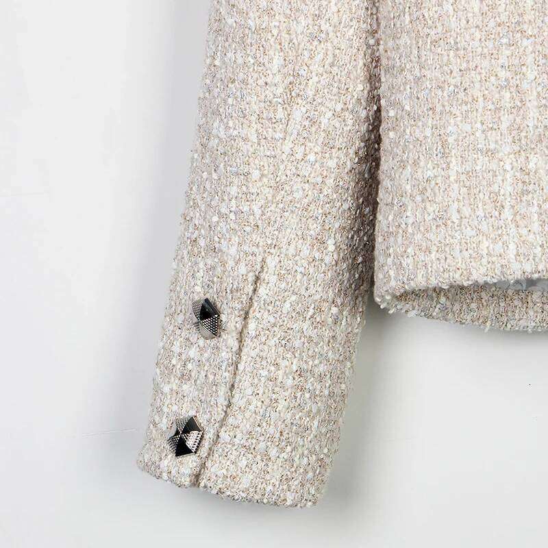 New Fashionable And Elegant Retro Celebrity High-End Temperament Design Round Neck Single-Breasted Small Fragrance Jacket