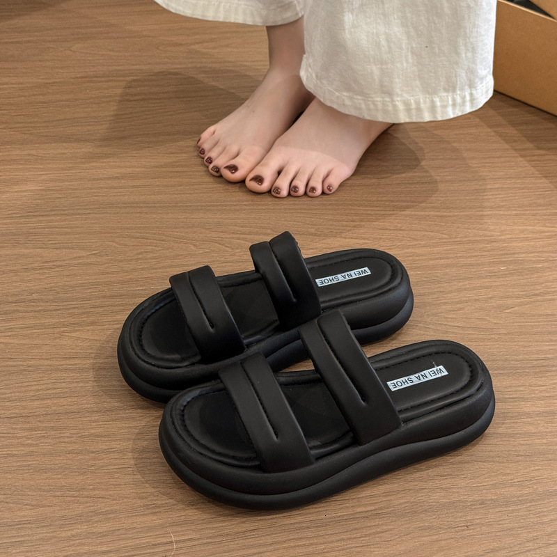 Ddmysports Thick Soled Non Slip Women S Summer Outdoor Slippers New Fashion Versatile One Strap For Petite Height Increase Beach Sandals Outdoor Shoes