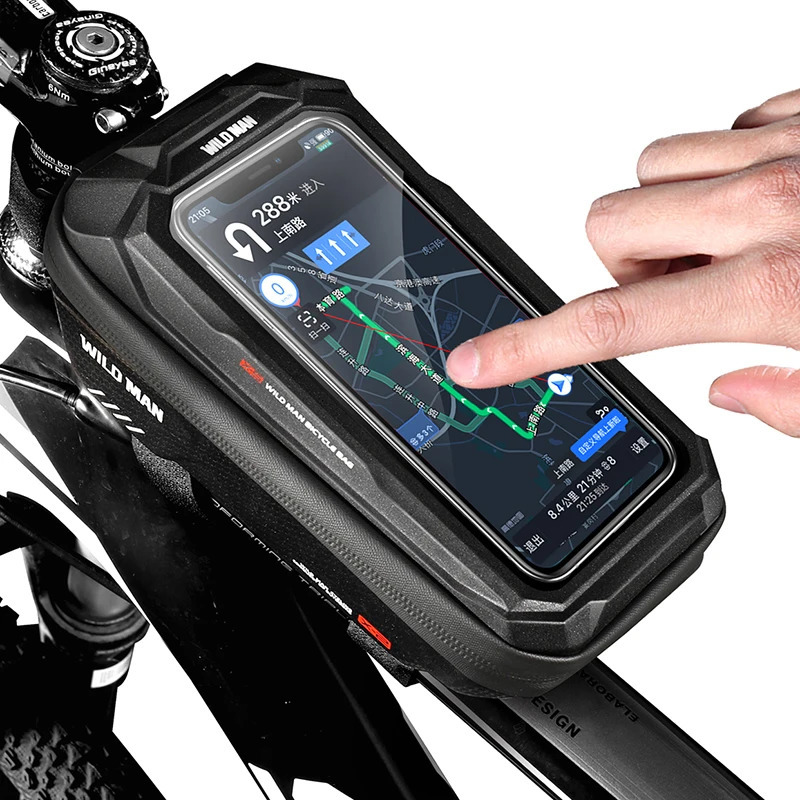WILD MAN Bike Bag Front Rainproof Cycling Bag Touch Screen Bicycle Phone Bag 6.5 Inch Mobile Phone Case Mtb Accessories 250610