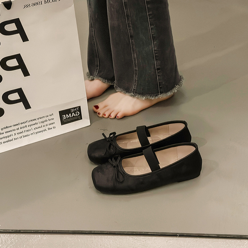 Ddmysports White French Shallow Mouth Flat For Women New Spring Ballet Style With Skirt Mary Jane Shoes Outdoor Shoes