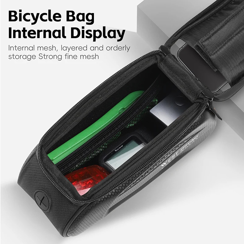WEST BIKING Bike Bag Front Phone Bicycle Bag For Bicycle Tube Waterproof Touch Screen Saddle Package For 7Inch Bike Accessories 250610