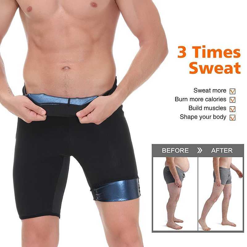 Sauna Sweat Pants for Men Hot Thermo Shorts Compression High Waist Leggings Gym Polymer Boxer Workout Fitness Anti-Slip Shaper W250616