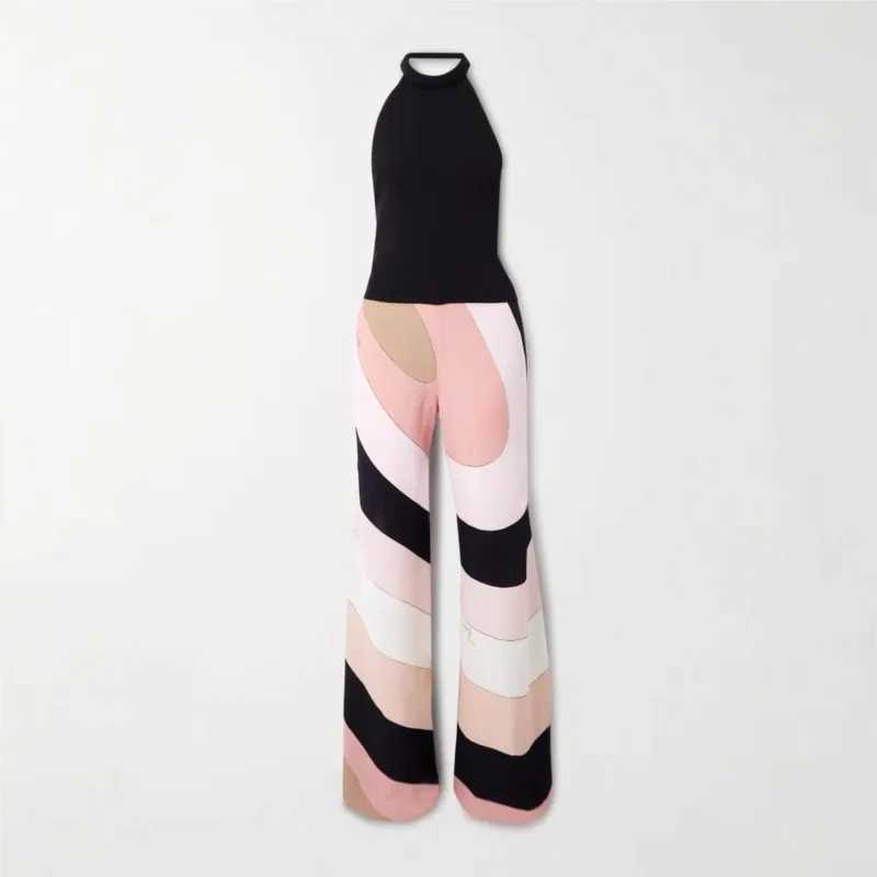 Summer Womens Sexy Sveless Chest Jumpsuit 2025 New Womens Fashion Printed Casual Loose JumpsuitXJ250616