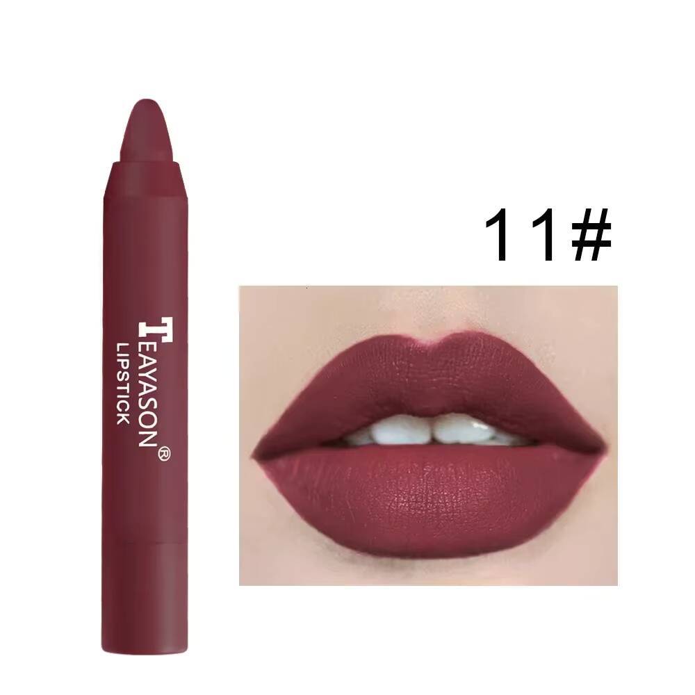 12 Colors Velvet Matte Lipsticks Pencil Waterproof Long Lasting Sexy Red Stick on-Stick Cup Makeup Lip Tint Pen Maquillaje happy