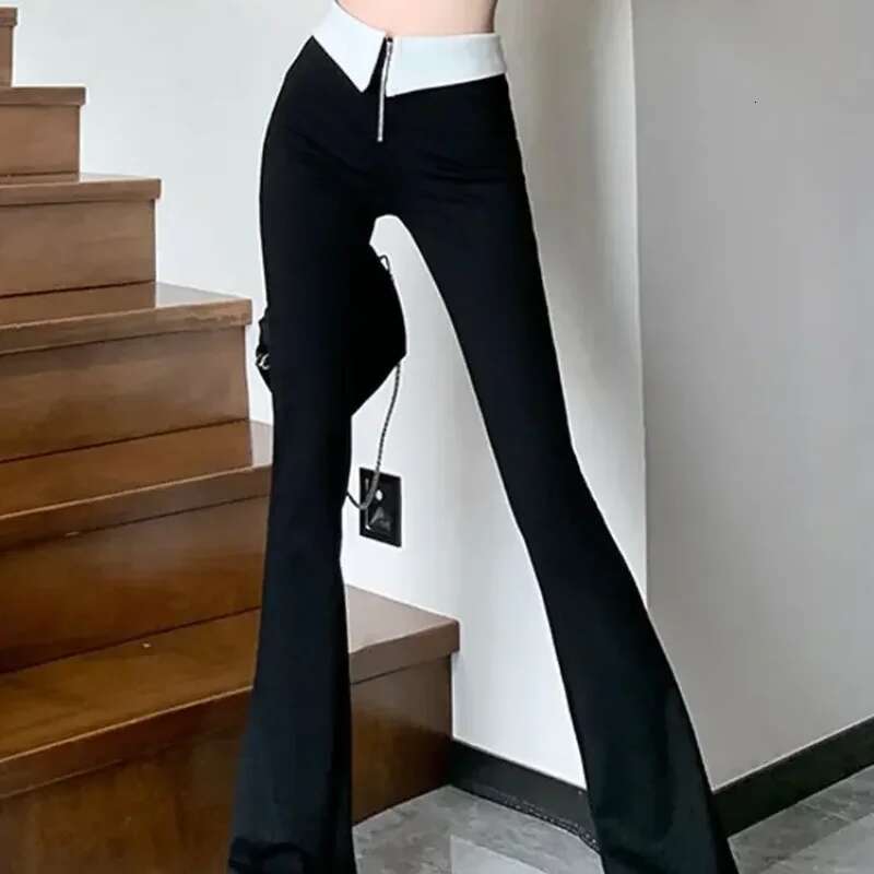 Long Slacks Pants for Women Flare Original Outfits Cotton Comfortable Stretch Elastic Classic G 90s Trends 2025 Woman Trousers