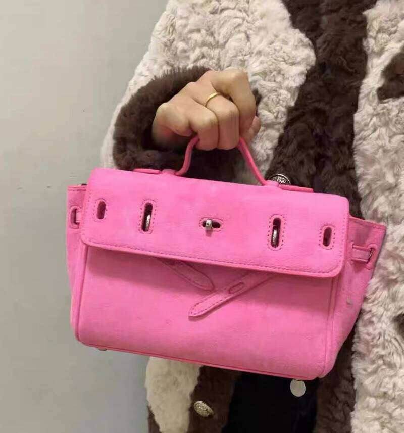 Women's Bags Designer England Style Faux Suede Bags For Women Designer Handbags Purses New In Belt Buckle Top Handle Wide Straps Shoulder