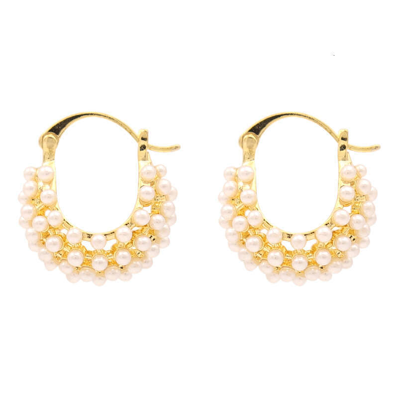 Xiao mi Pearl Basket Fashion Fresh Versatile Ear Buckle Niche Light Elegant Earrings
