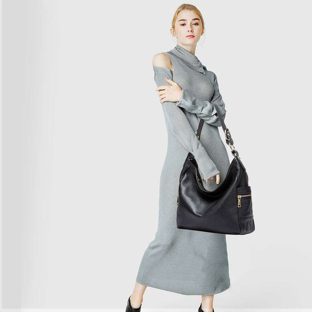 Designer bag 52 Zency Elegant 100% Genuine Leather Women Hobo Handbag Shoulder Large Capacity Lady Zipper Purse For Ladies Shopper Bag