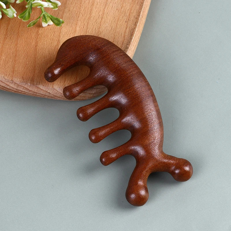 Wooden Massage Comb Head Meridian Scalp Combs Face Eye Shoulder Neck Scraping Treatment Hair Loss Antistatic Wide Tooth 250605