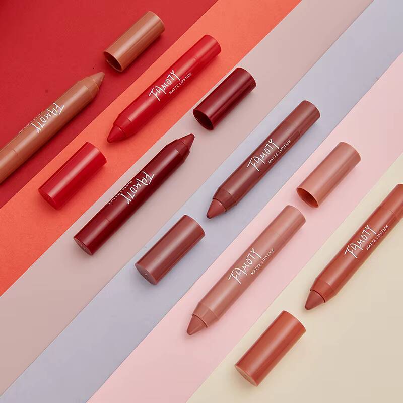 12 Colors Matte Pen Waterproof Velvet Nude Lipstick Pencil Sexy Red Brown Pigments Lips Makeup Long Lasting Lip Tint happy
