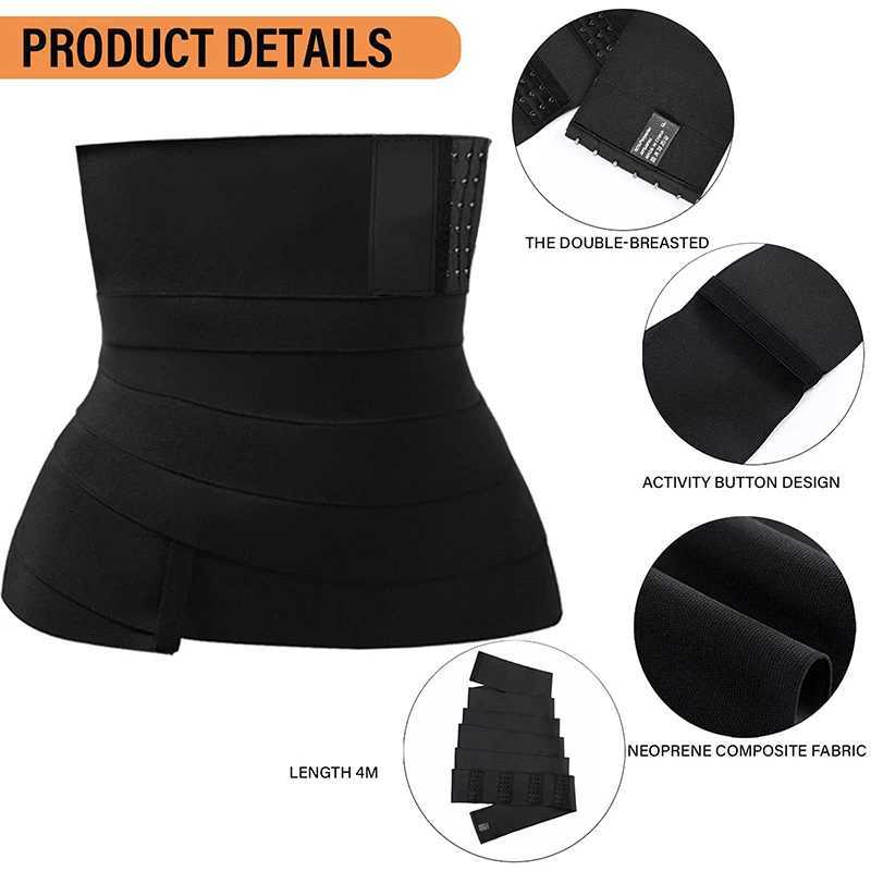 Snatched Bandage Wrap with Hook Firm Closure Loop Slimming Belt Long Torse Tape Waist Trainer Sauna Workout Girdle Sheath Corset W250616