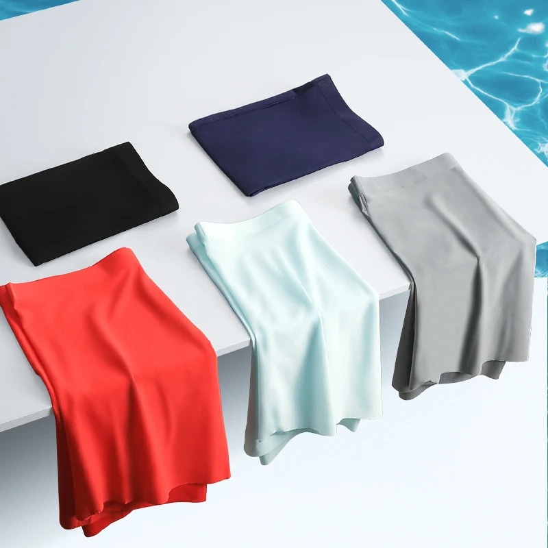 3-Pack of Mens Underwear Mens 3D Molded Ice Silk Boxer Briefs Seamless Thin Boxer Briefs Extended Sports Summer Shorts 250614