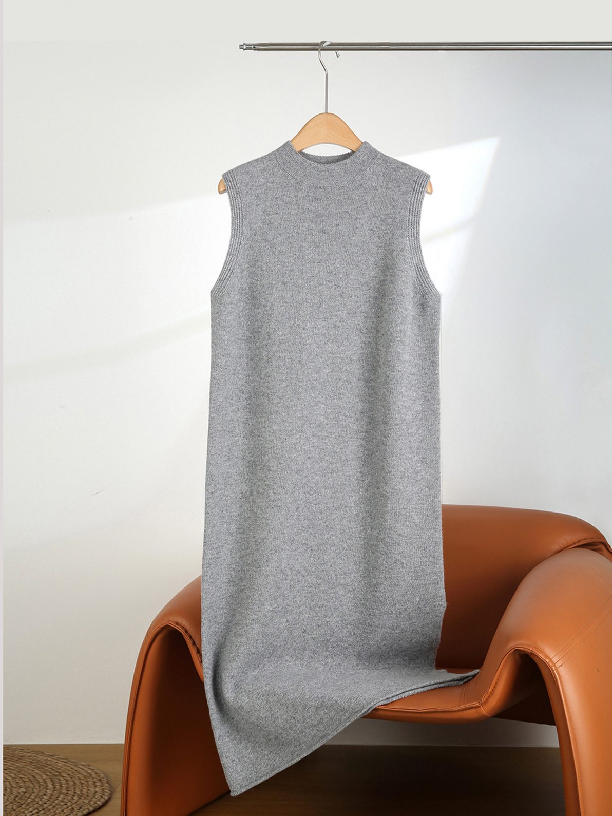 HL175 Summer new round neck sleeveless knitted long dress temperament dress