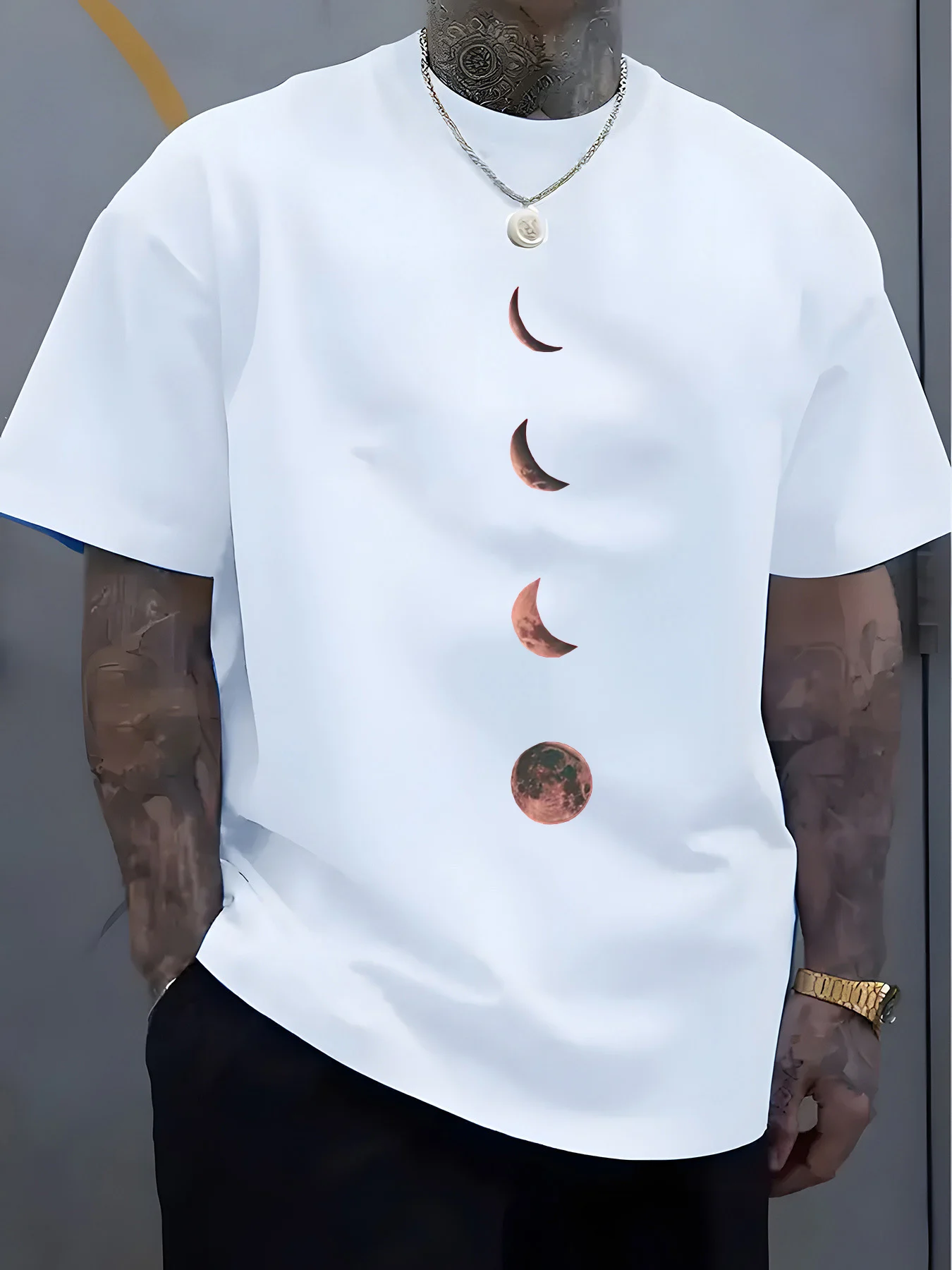 Summer men's 100% pure cotton casual loose size comfortable round neck short sleeved T-shirt top