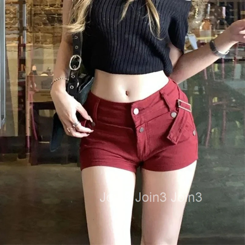 Classic Retro Red Womens Denim Shorts Y2k Harajuku Hot Female Short Jeans Pants Wholesale Design Outfits Trend 2025 Low Price