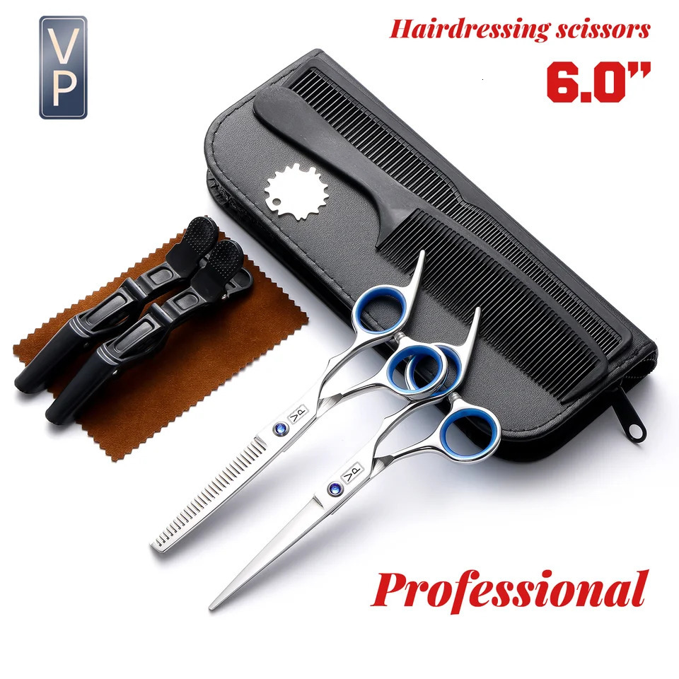 Professional Hairdressing Haircut Scissors 6 Inch 440C Barber Shop Hairdressers Cutting Thinning Tools High Quality Salon Set 250611