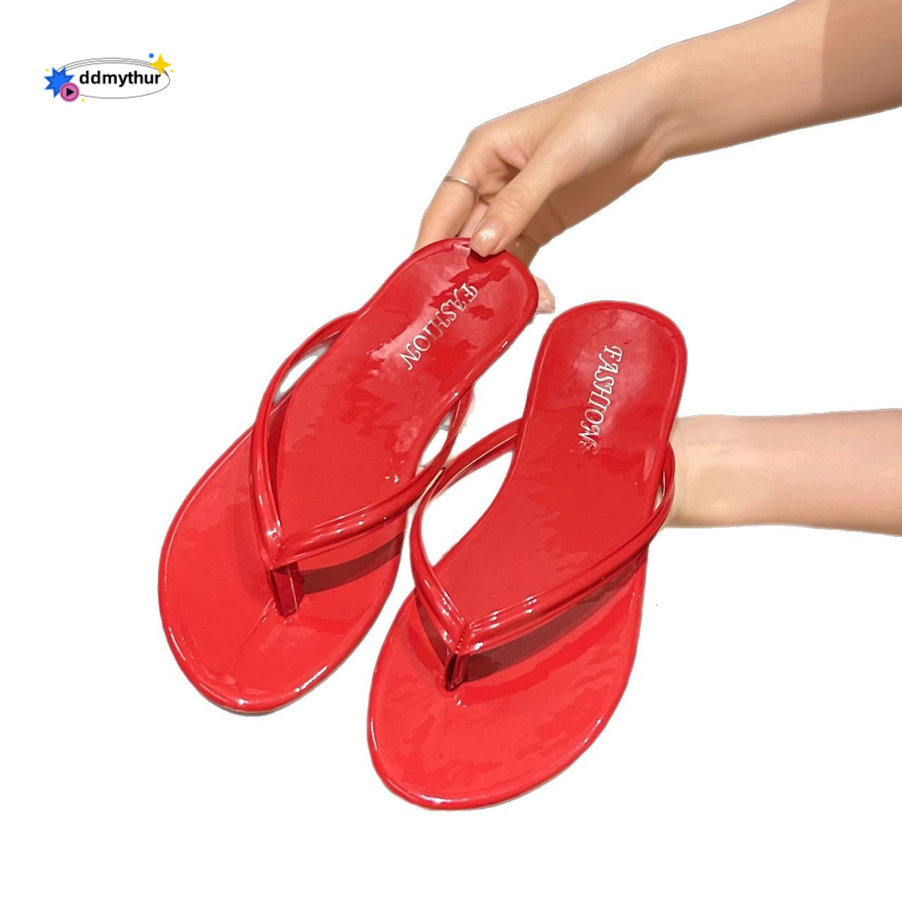 Plus Size 2025 Summer New Beach Flat Sandals Women's Toe Post Flip-Flops ddmythur