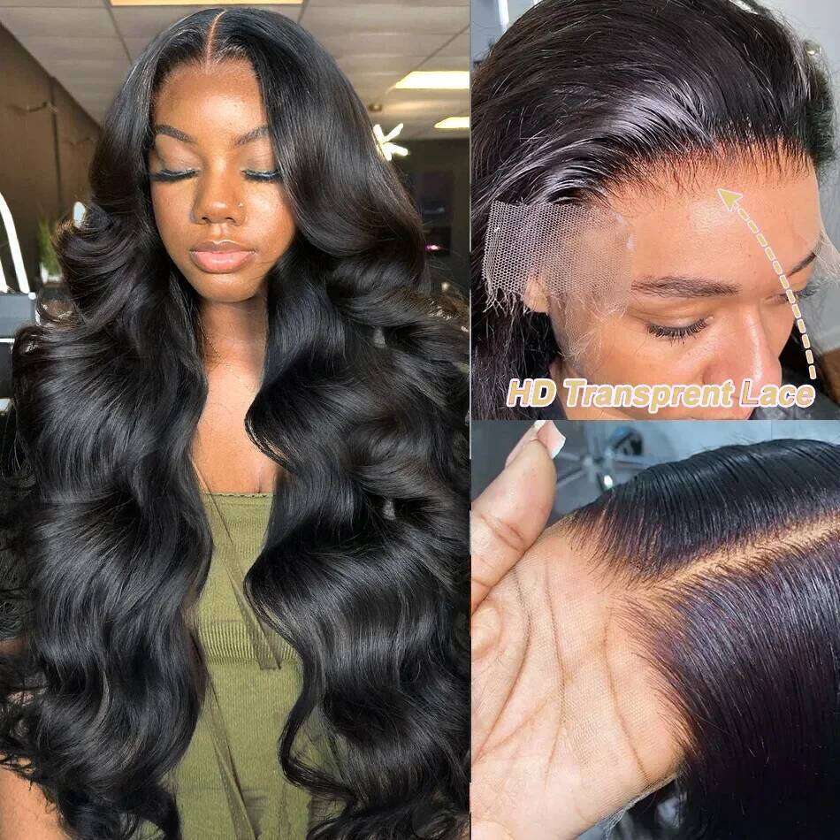 30 40 Inch 250 Density Body Wave 13x6 HD Transparent Frontal Wigs Human Hiar 13x4 Front Glueless 5x5 Lace Closure Wig