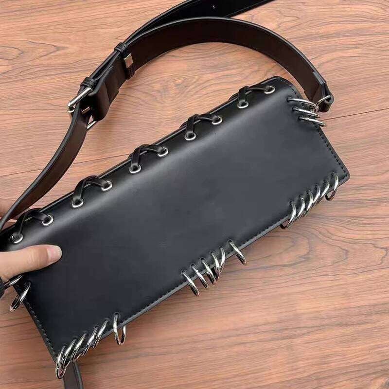 Women's Bags Designer Moto & Biker Bags For Women Designer Handbag And Purses New In PU Metal Ring Decoration Long Strip Underarm Shoulder