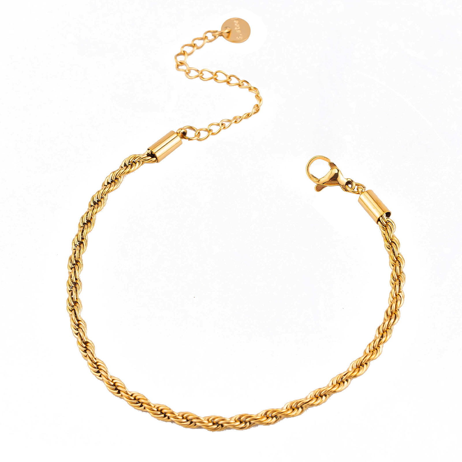Fashion Light Gold Simple Versatile Plain Chain Bracelet for Women Design Titanium Steel Non-Fading Jewelry
