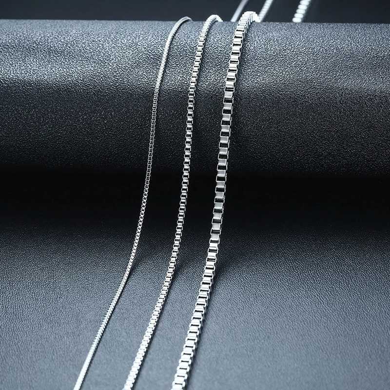 New Arrival Mens Thin Box Chain Necklace 1/2/3MM Stainless Steel Chain Link Collars Gifts Male Jewelry 18 to 24 Inches V250616