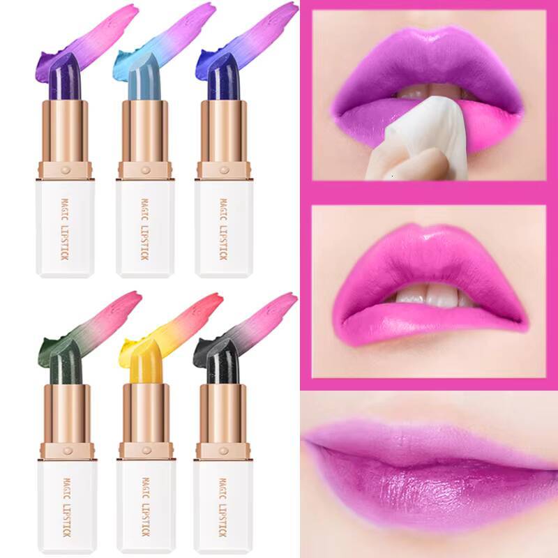 6 Colors Magic Temperature Color Changing Lipstick Gloss Moisturizing Long Lasting Waterproof Crystal Jelly Lip Balm happy