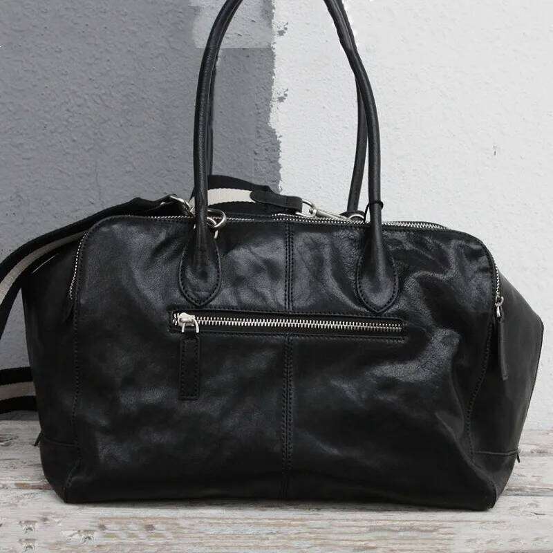 High Quality Large Tote For Women Genuine Vegetable Tanned Cowhide Leather Shoulder Bag Spacious Retro Office Handbag
