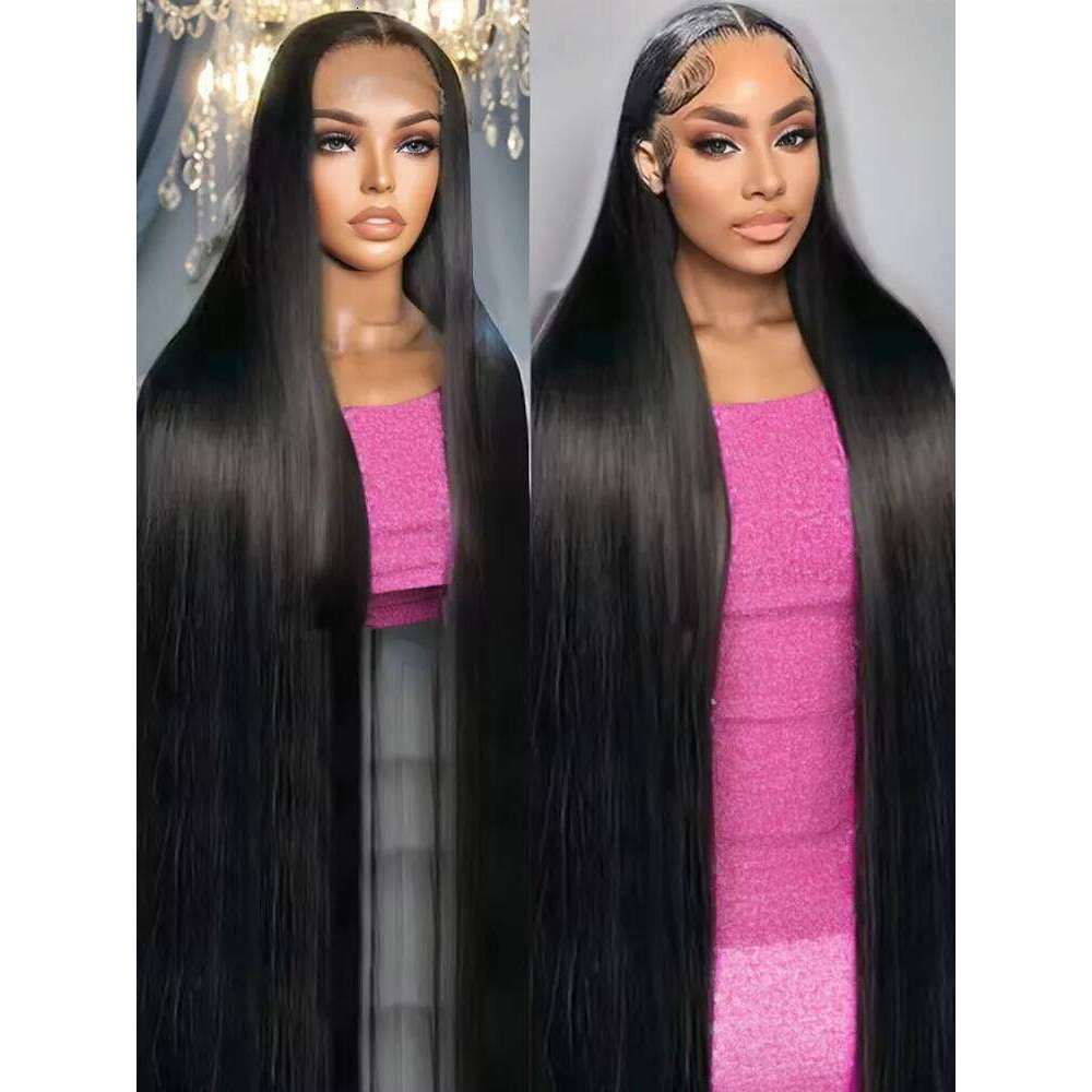 Mossily 240 Density Bone Straight Ready To Wear 5x5 HD Closure Glueless Preplucked Brazilian Black Wig 30 40 Inch Remy Hair