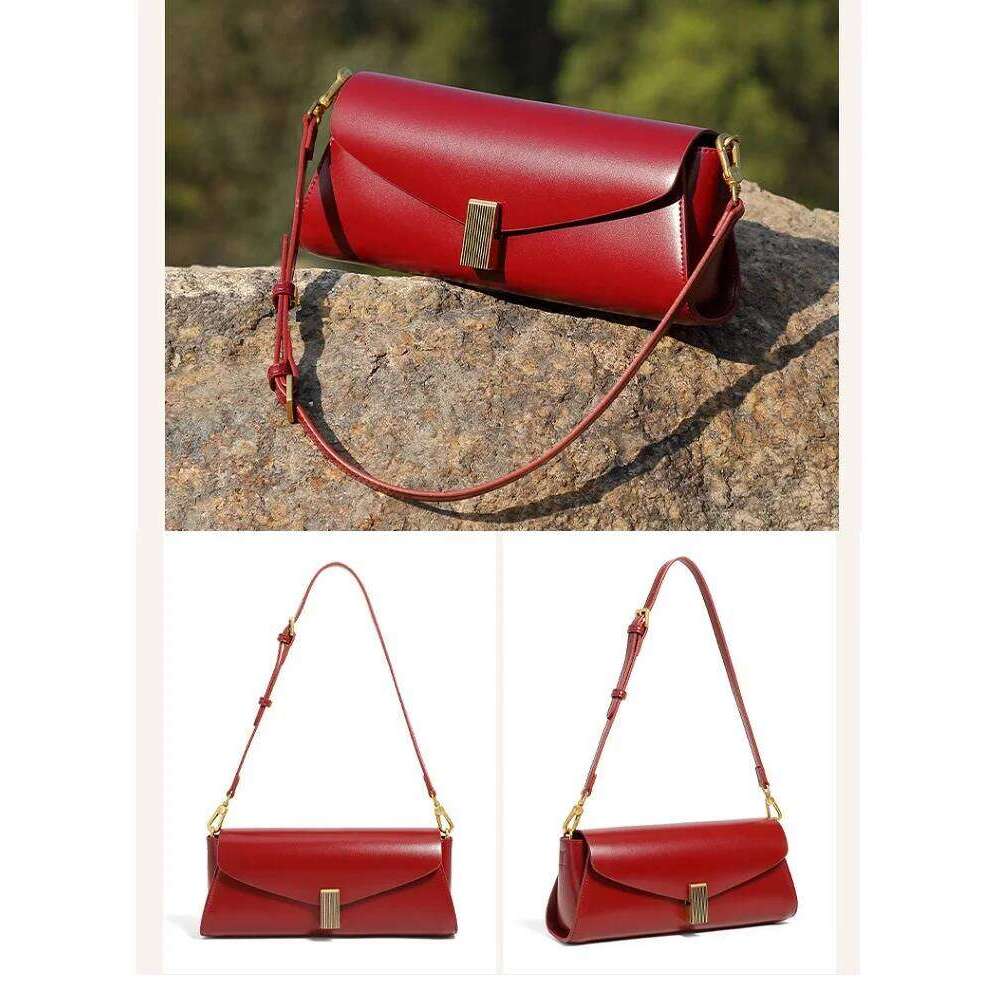 Niche Genuine Leather Women in 2025 Trendy And Versatile Shoulder Crossbody For Commuting Underarm Bag Handbag