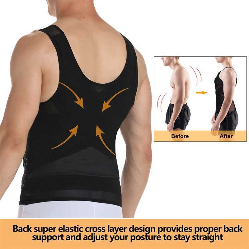 Compression Shirt Men Sleeveless Tummy Control Body Shaper Waist Trainer Belly Flat Abdomen Undershirt Tank Top Workout Shirt W250616