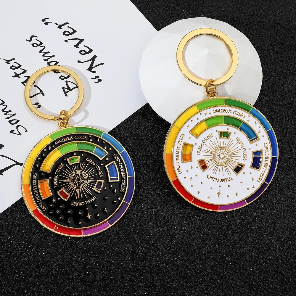 Color Wheel Rotatable Keychain Creative Turntable Charm Aesthetic Arts Gifts Key Holder for Artists Fashion Jewelry 250606